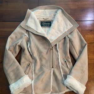 Guess Leather Fur Jacket Coat women Size Small